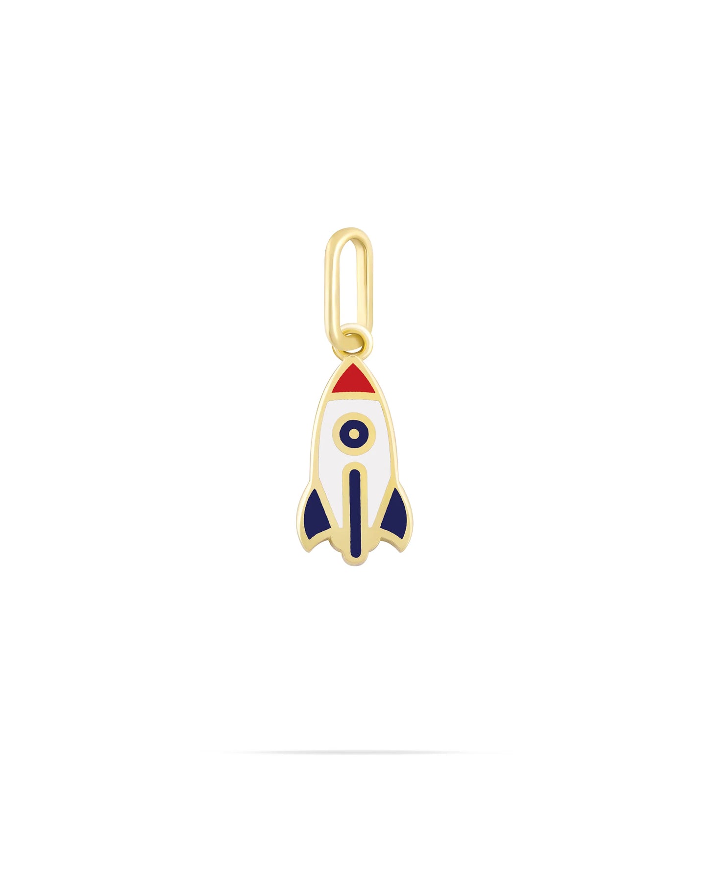 White Rocket Pendant -Red & Dark blue enamel