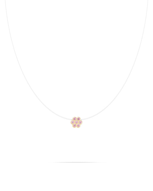 Flower Necklace-Pink stone