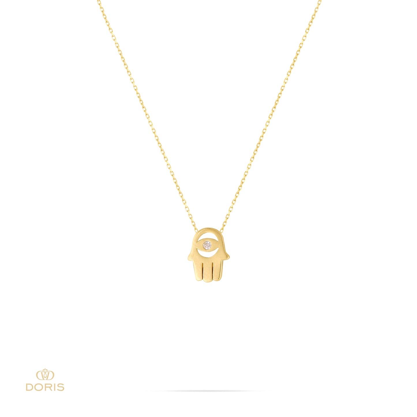 Lucky hand Necklace- white stone