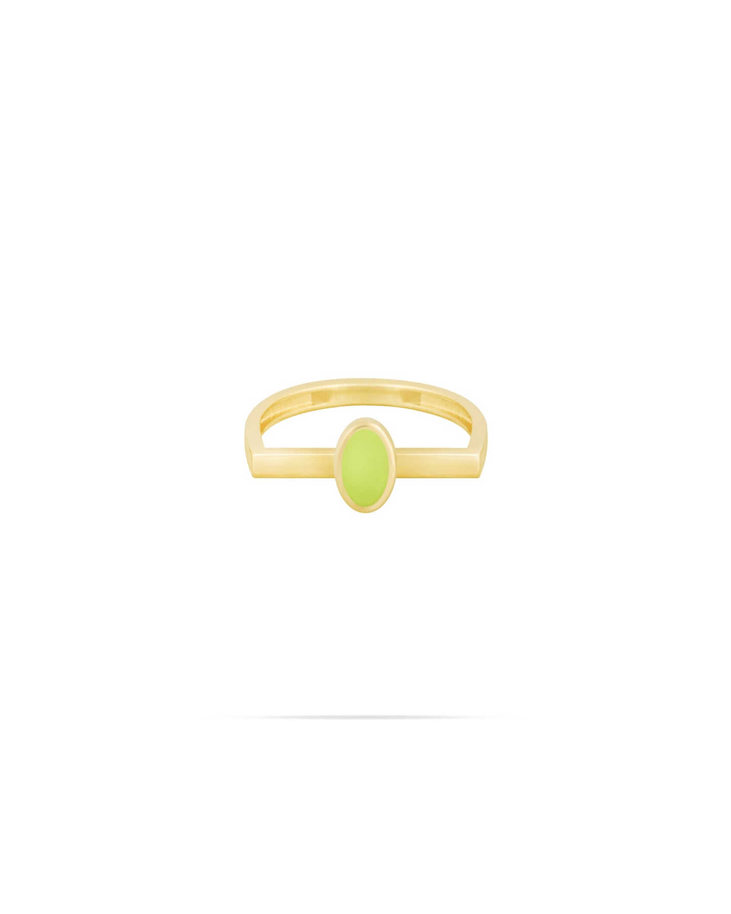 Oval Ring with Neon Yellow Enamel - Crescent Ring