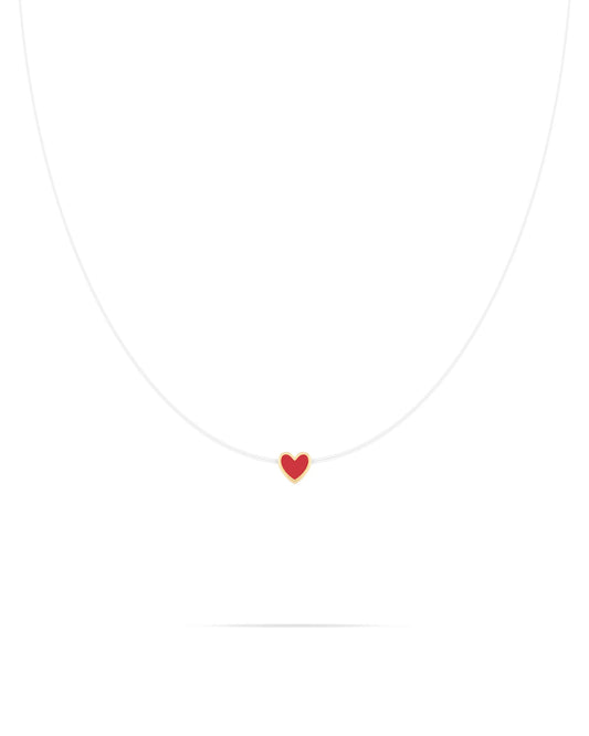 Heart necklace- Red enamel