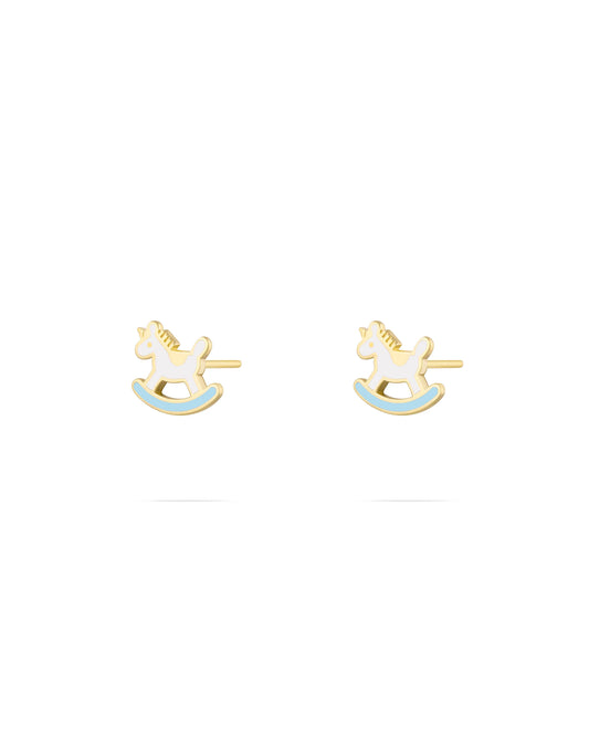 Rocking Horse Earrings  - light blue enamel