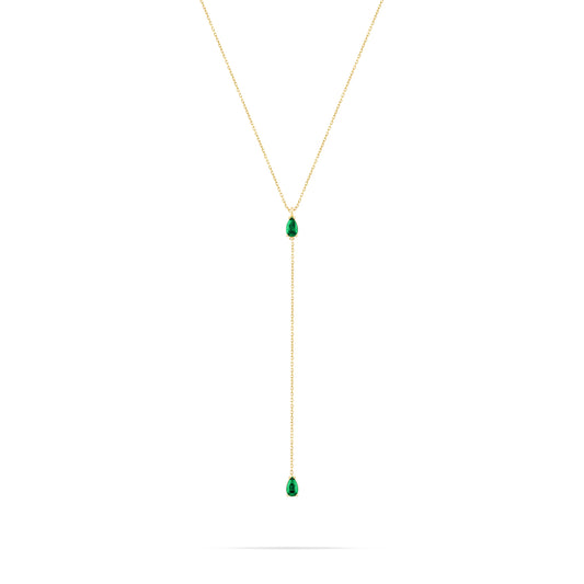 Y-Shape Necklaces -Green stone