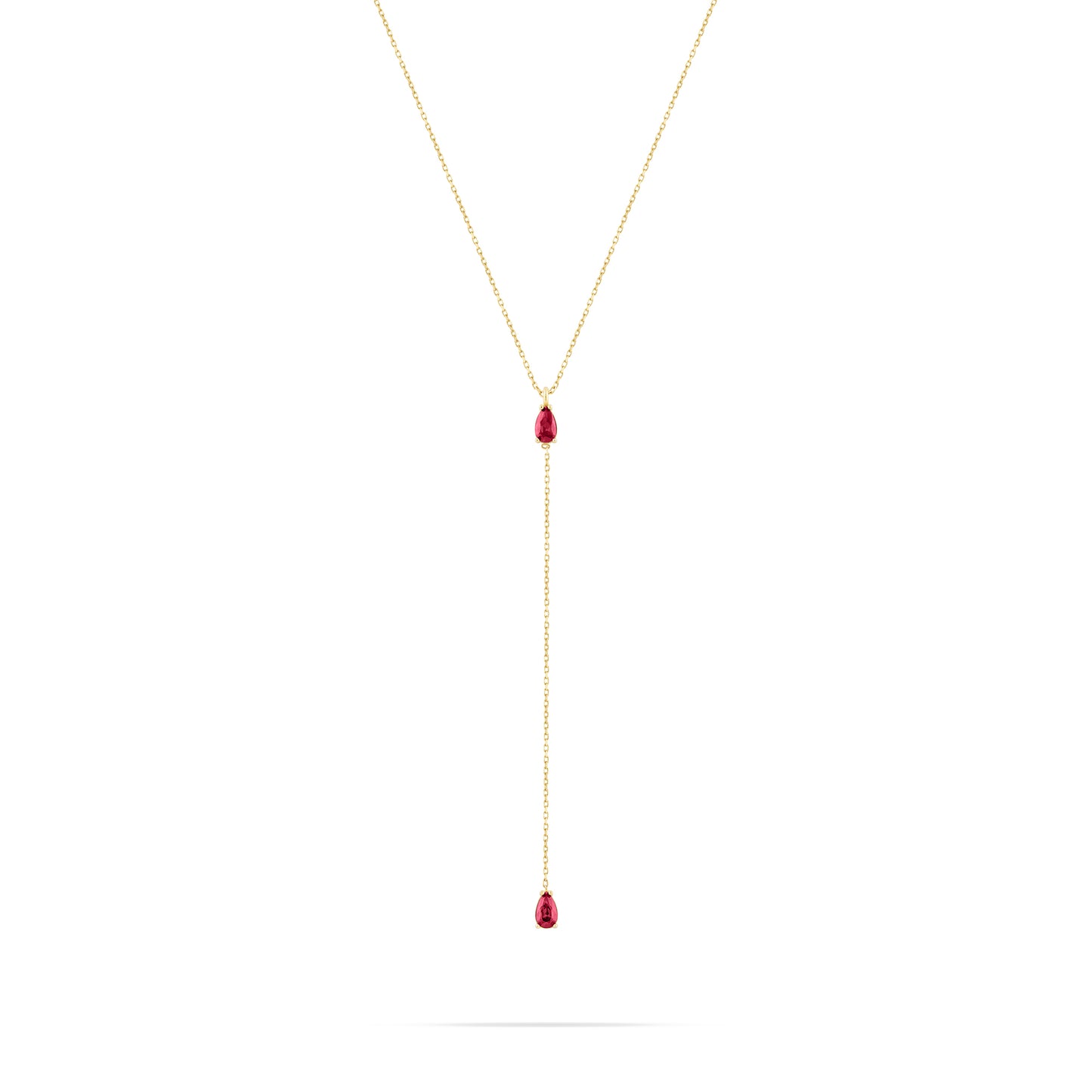 Y-Shape Necklaces -Red stone