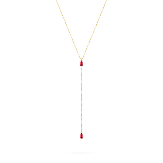 Y-Shape Necklaces -Red stone