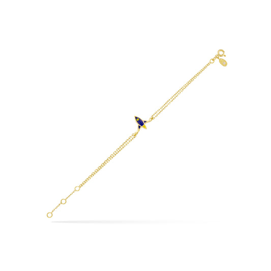 Rocket Bracelet- blue & yellow enamel