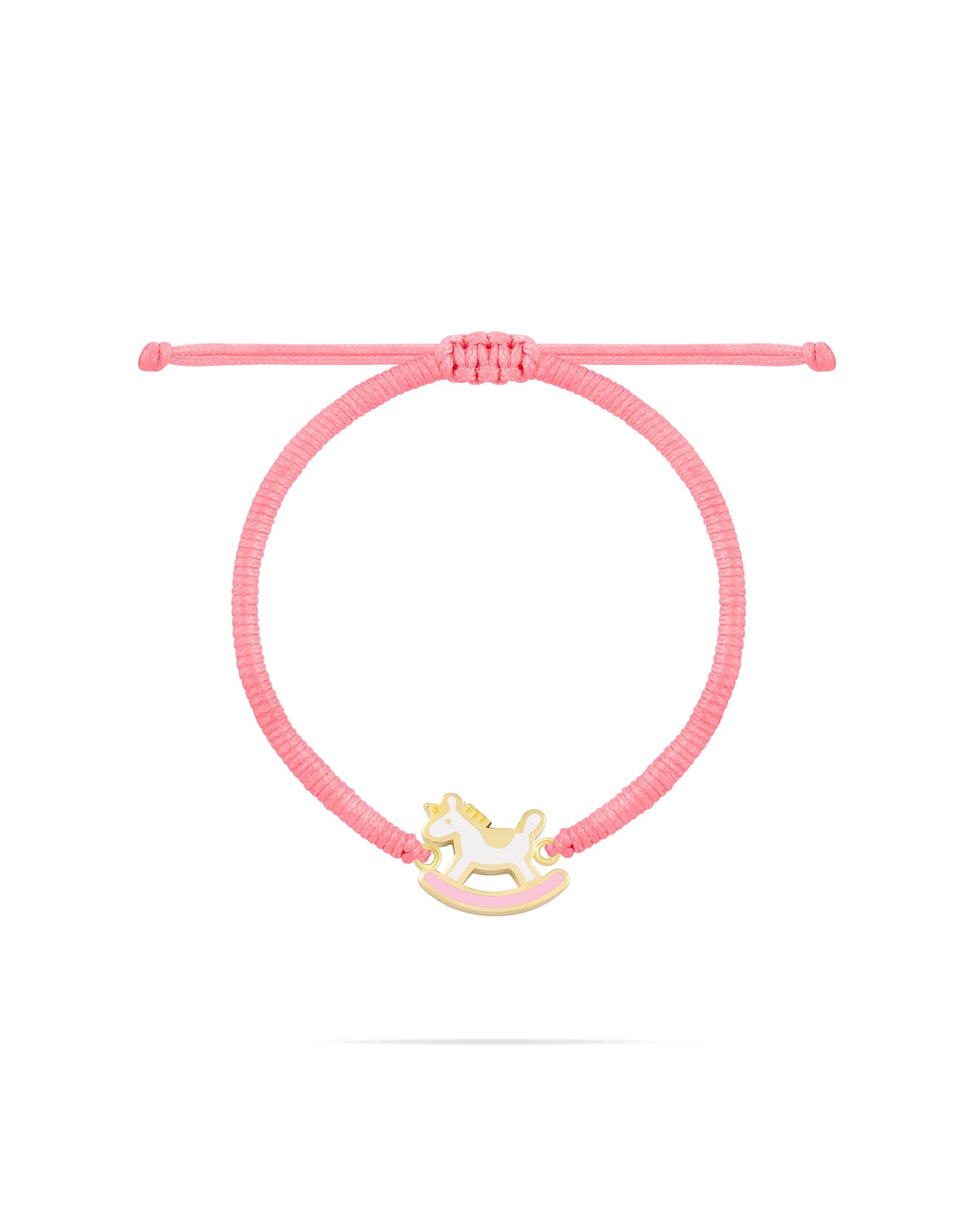 Rocking horse bracelet-Pink & White enamel