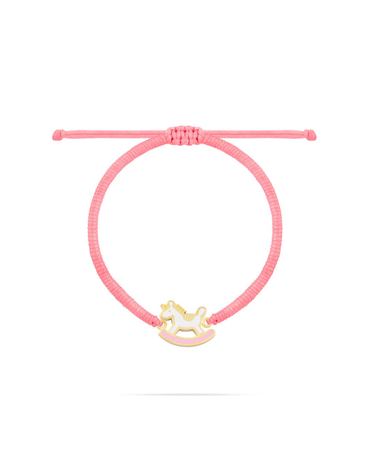 Rocking horse bracelet-Pink & White enamel