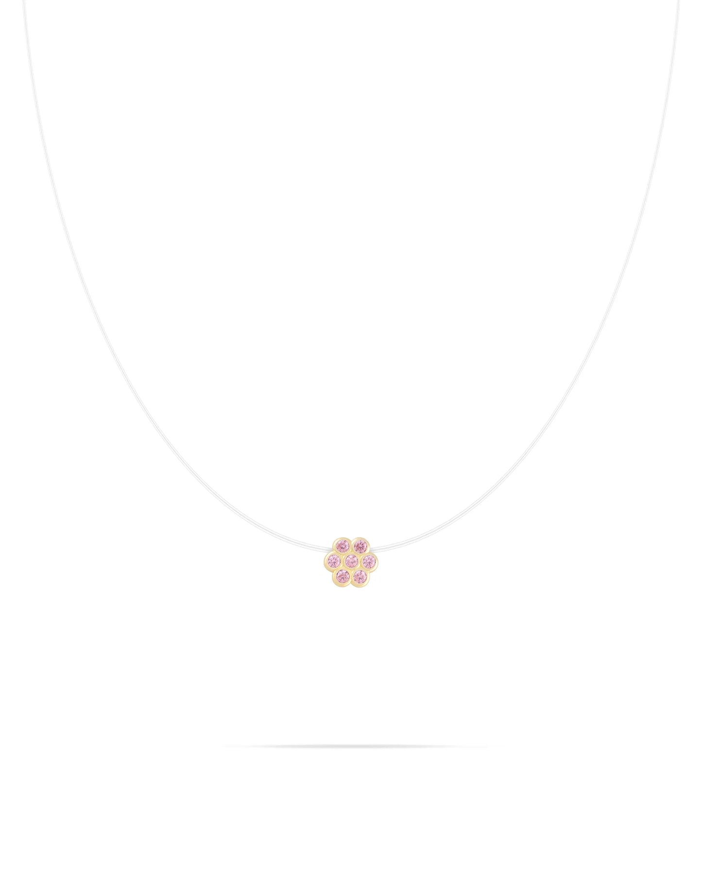 Flower Necklace-Pink stone