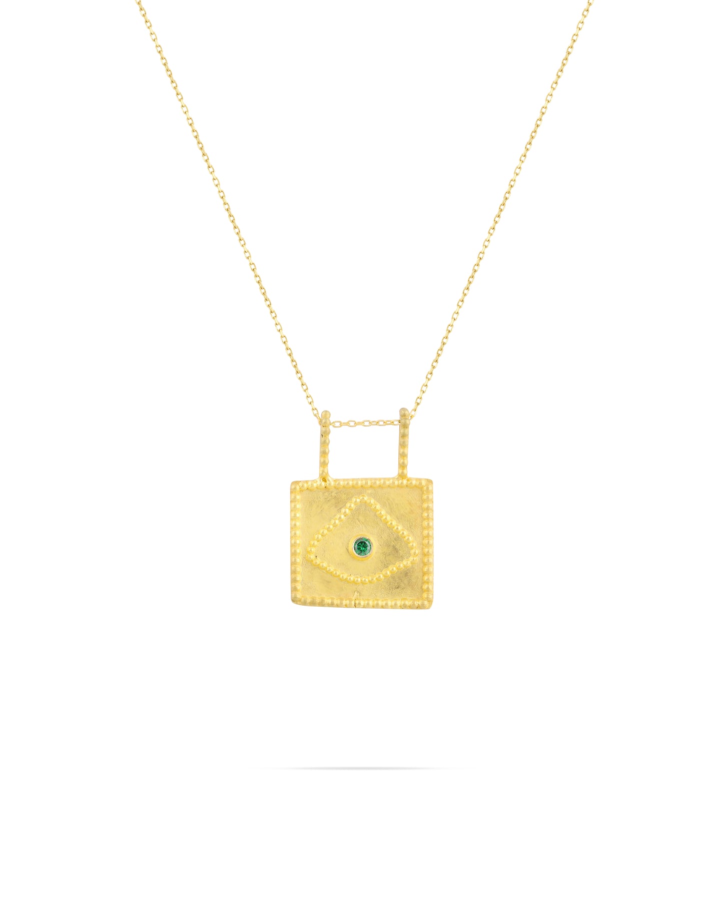 Inscription necklace- Green stone