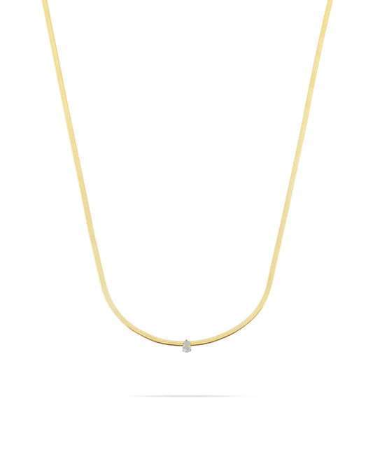 Herringbone Chain Necklace- Blue stone