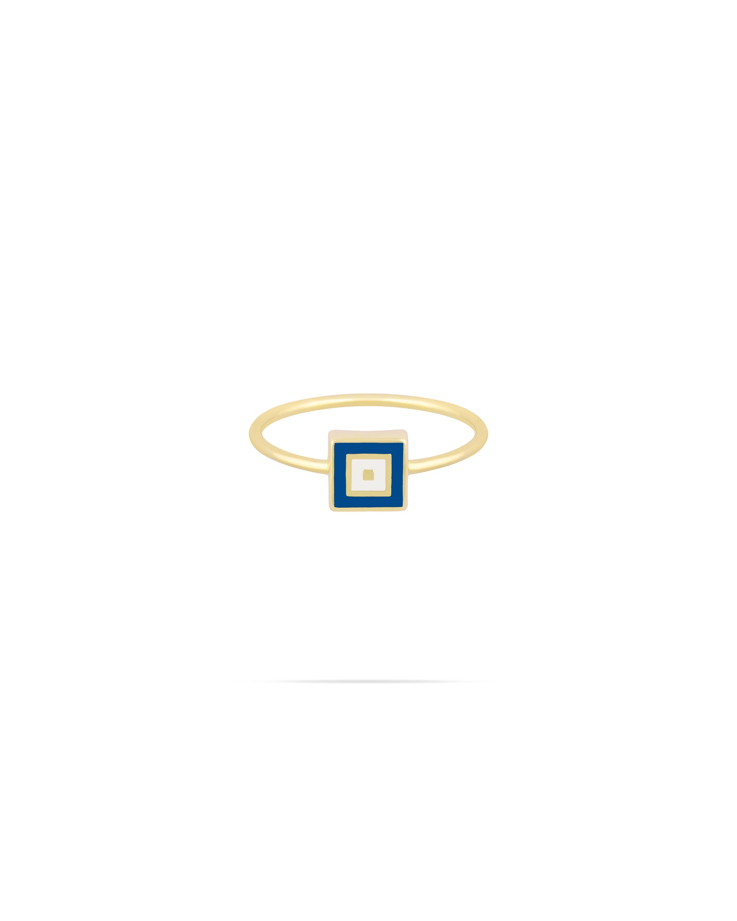 Nazar Square Ring - Navy blue enamel