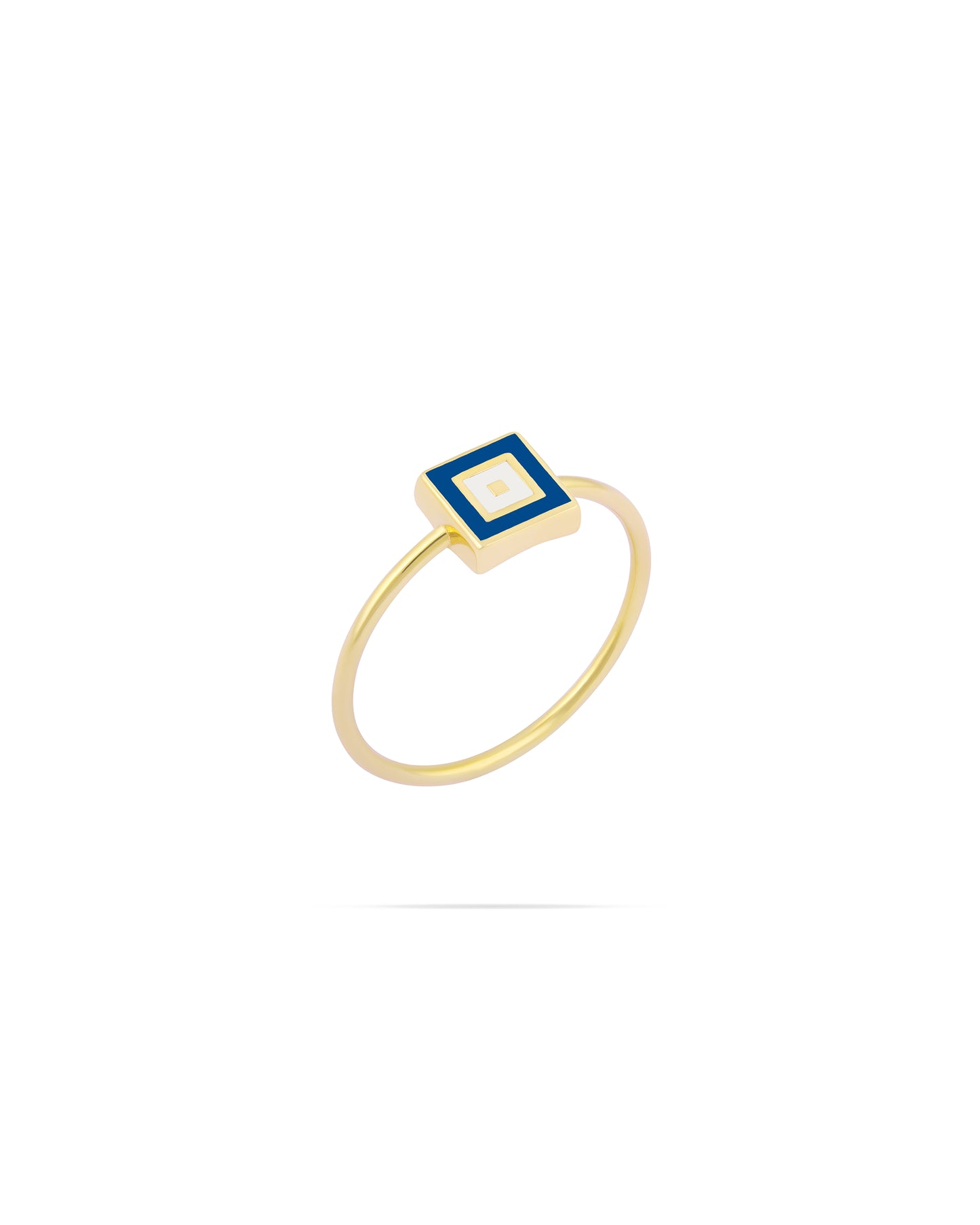 Nazar Square Ring - Navy blue enamel