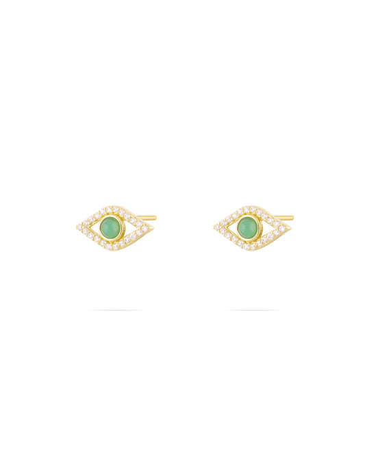 bright eye Earrings - Jade stone