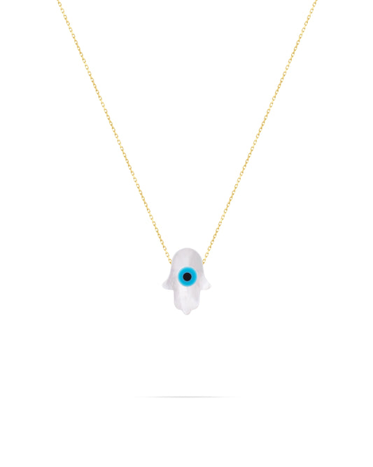 Hamsa Nazar Necklace-  Pearl stone