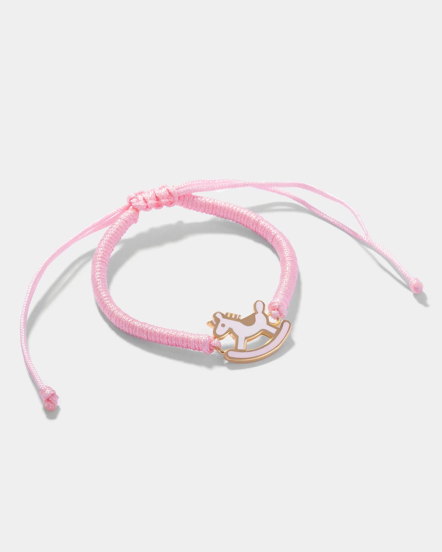 Rocking horse bracelet-Pink & White enamel