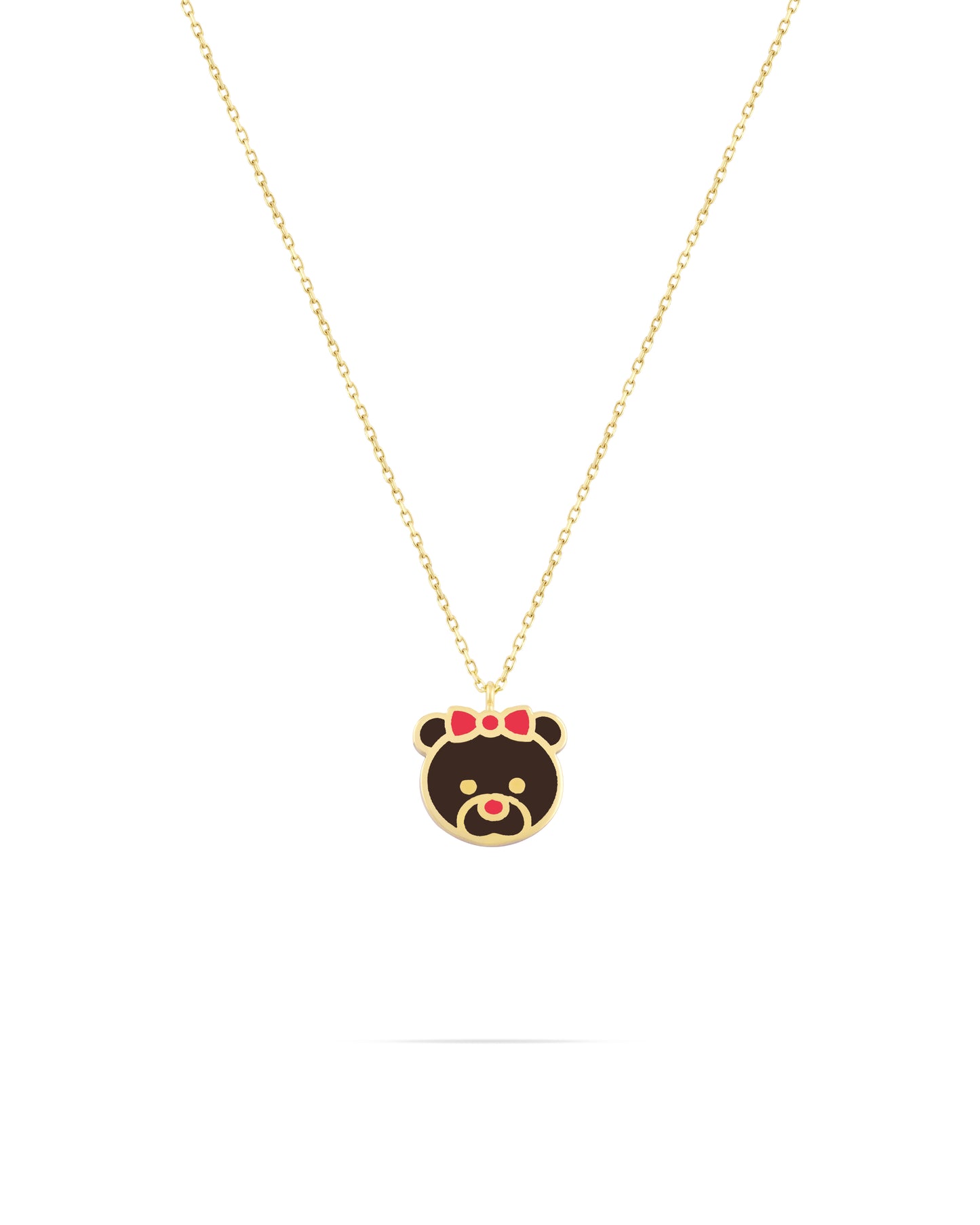 Teddy necklace-Brown & Red enamel