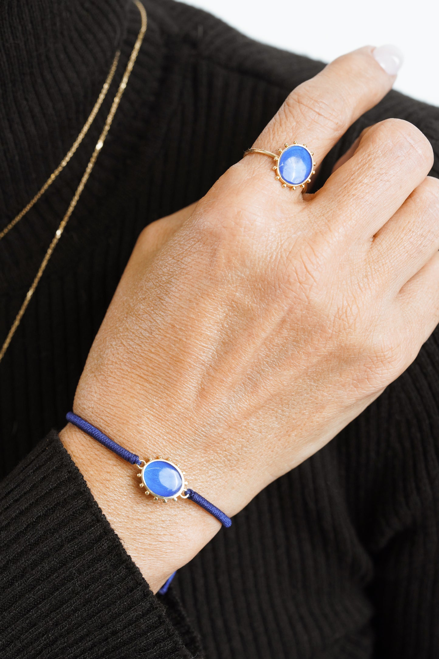 Saji bracelet-Cobalt blue enamel