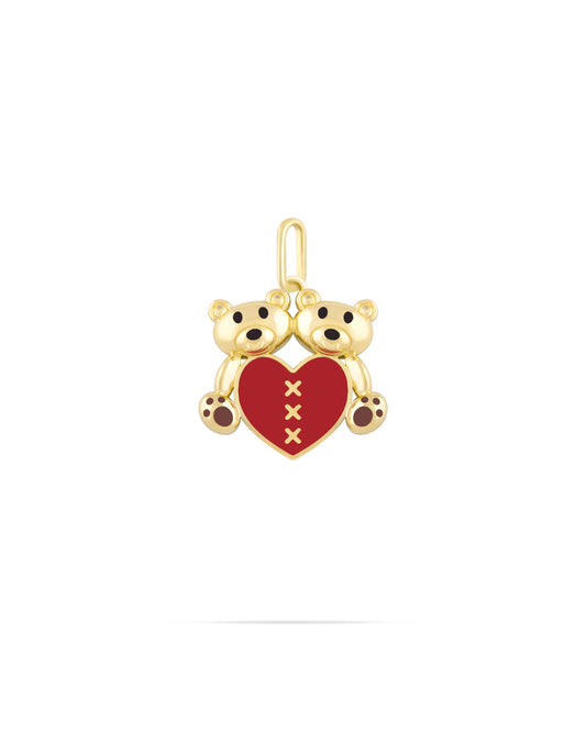 Brown paw Joubin with Three-Stitched Heart Pendant