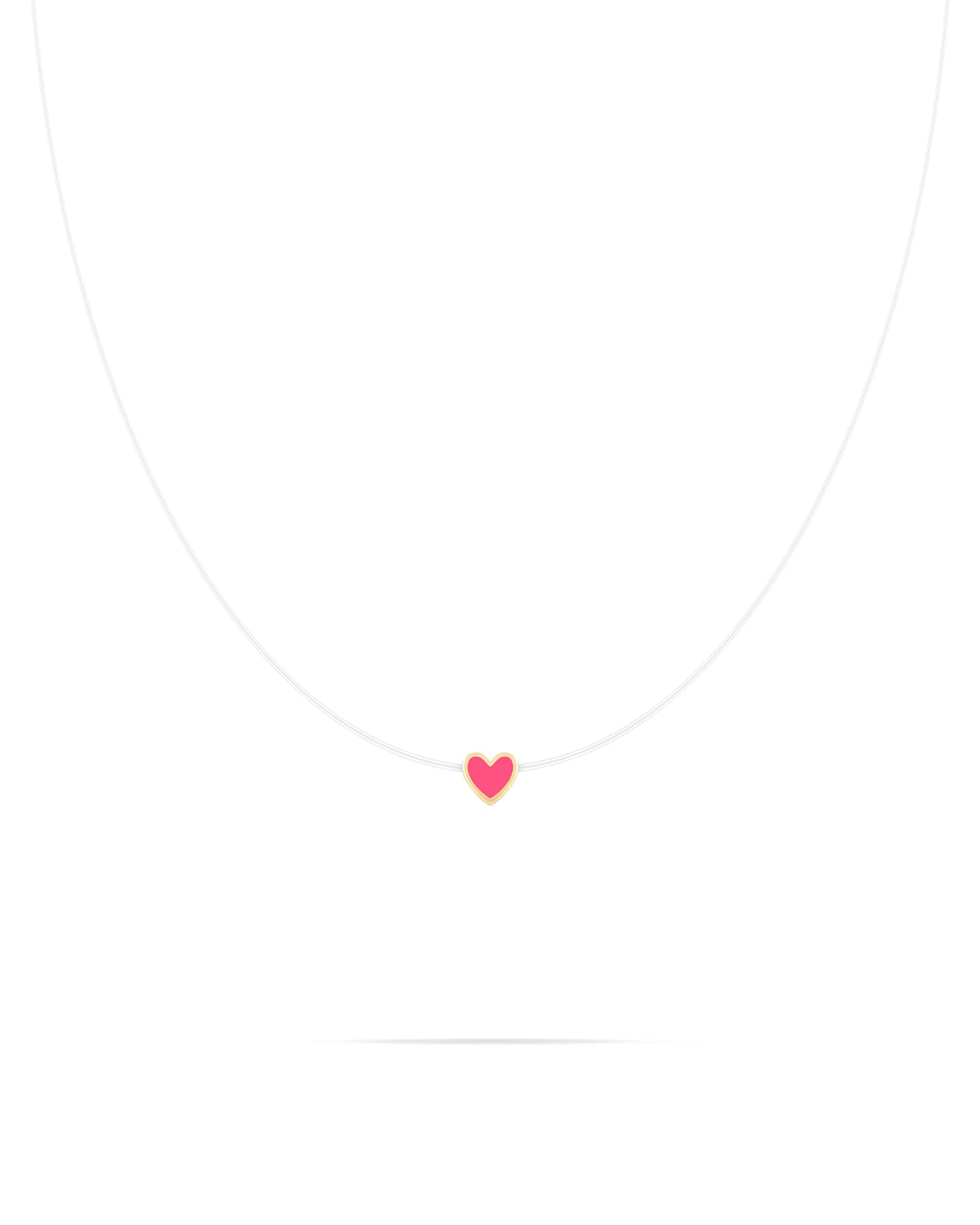 Heart necklace- Magenta enamel