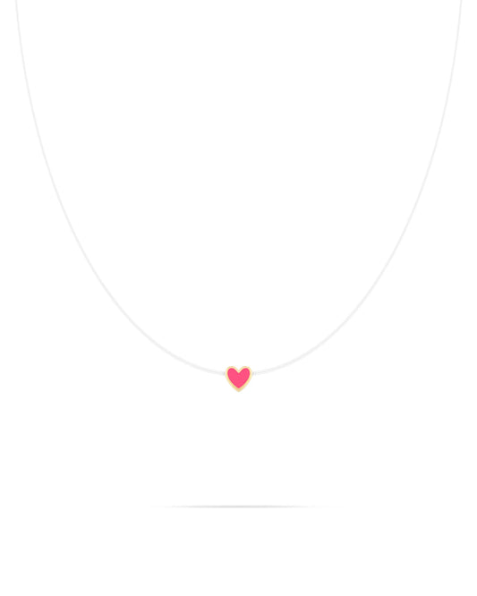 Heart necklace- Magenta enamel